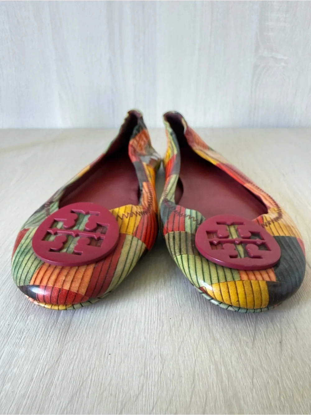 Tory Burch Reva Multicolor Printed Patent Leather Ballet Flats Women’s 9 aprox